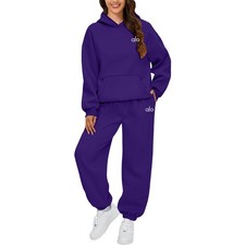 UK Womens Tracksuit 2Pcs Sets Hoodies Sports Casual Hooded Sweatshirt Sweatpants