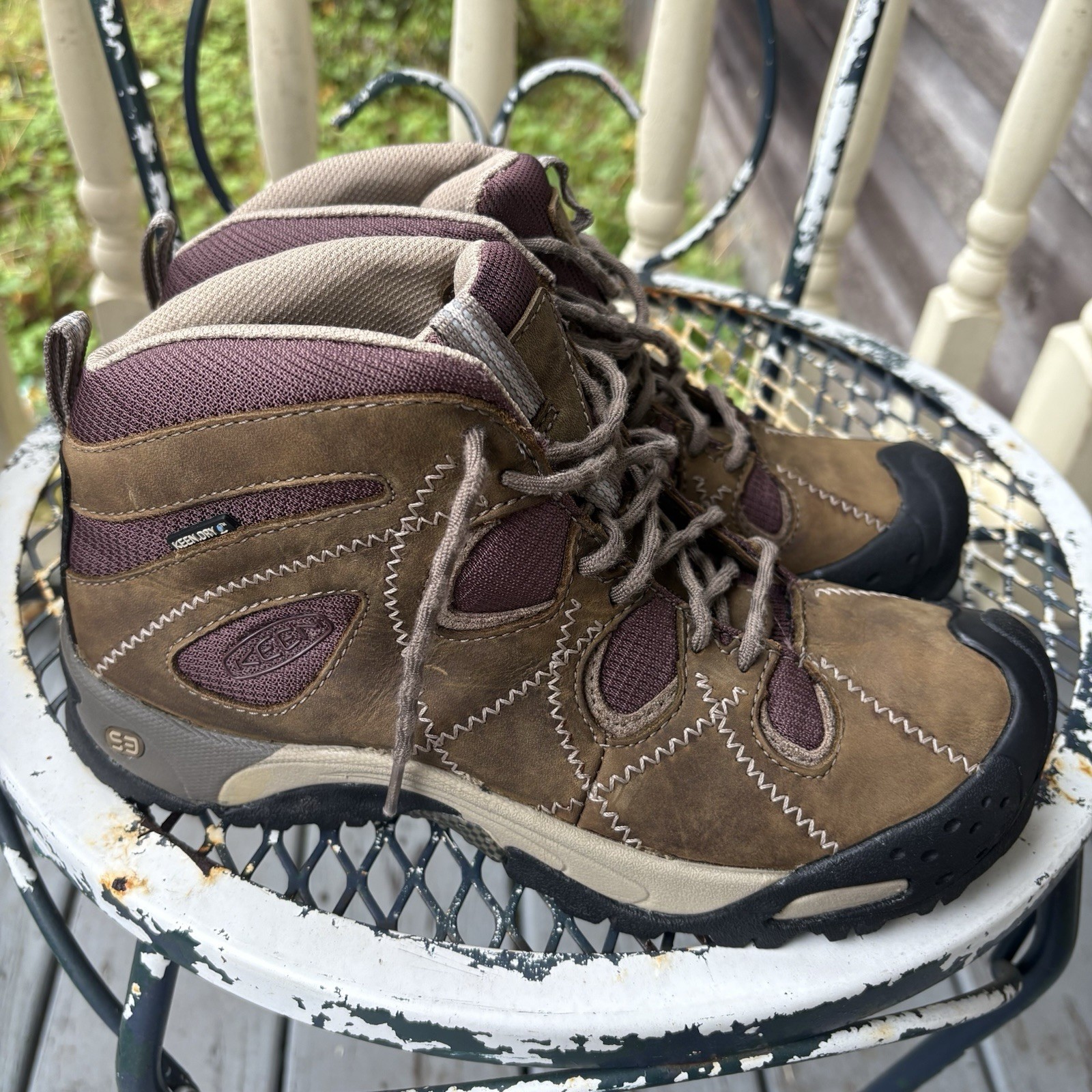 Stivali da trekking Keen Dry Durand Genoa Peak Mid WP US 8 da donna marroni con lacci