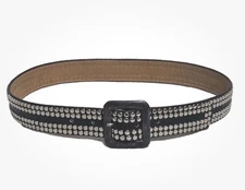 Streets Ahead Black Leather Belt M Silver Studs Distressed Buckle Rocker Punk