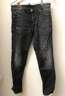 Dsquared2 Dean & Dan Slim Fit Jeans Mens EU46 Black Whiskers Distressed
