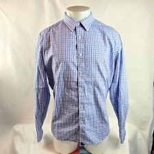 UNTUCKit Men's SLIM FIT Wrinkle Free Long Sleeve 100 Cotton Blue Check Shirt XL