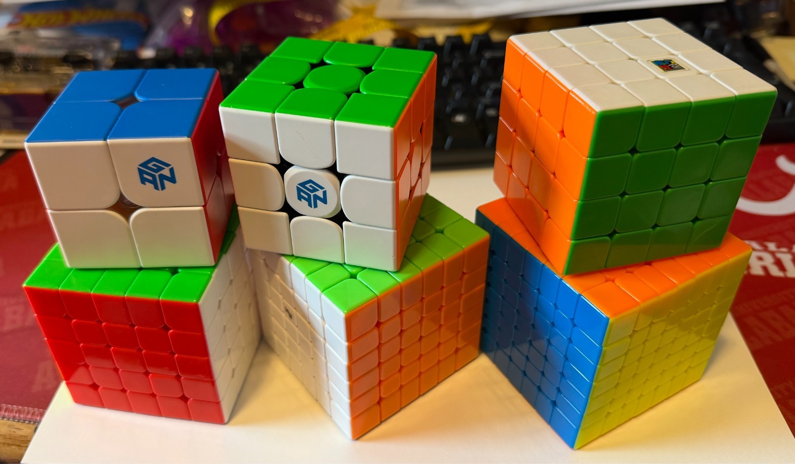 Rubik's Cube Magic Twisty Cubes Lot of 6 - 2x2-7x7 - Stickerless - 2 GAN Cubes