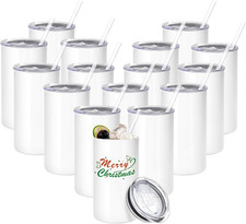 16 Pack Sublimation Tumblers Blanks Bulk Sublimation Cups Skinny Straight Tumble
