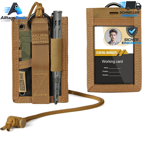 Ausweishalter Mit Lanyard 500D Nylon 3 KartenfäCher FüR ID Karten Herren Damen-image