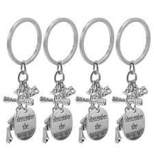4Pcs 2026 Graduation Keychains Silver Metal Graduation Season Accessory Set