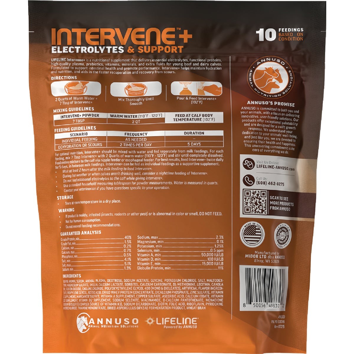 LifeLine Intervene+ 1 Lb. Electrolytes & Support for Calves 49830 LifeLine 49830