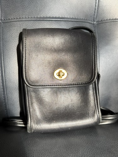 Coach Vintage Scooter Sidepack Crossbody Bag Purse Black Leather 9893 - Image 1
