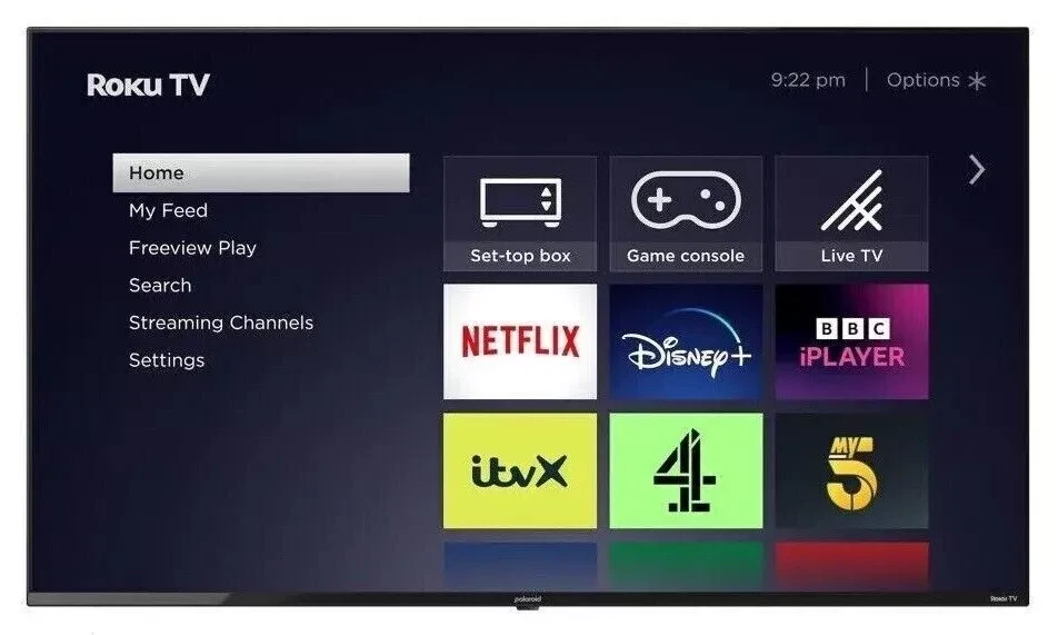 Polaroid P43UR1314U 43" Smart Roku TV Ultra HD 4K HDR LED Freeview Play Black