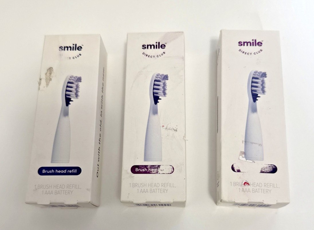 Set of 3 GENUINE Smile Direct Club Brush Head Refill & AAA B