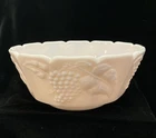 Pink Milk Glass Vintage Medium Bowl Paneled Grapes & Vine Leaf Pattern MCM