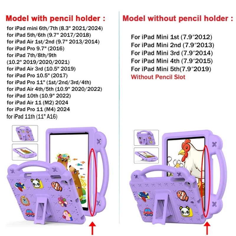 Funda ligera a prueba de golpes para niños para iPad 5to 6to 7mo 8to 9no 10mo 11.ª generación A16 Foto 2 de 4