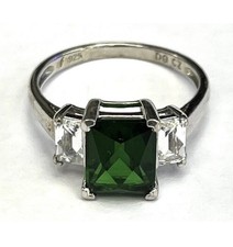 Silver 925 Ring Size T Trilogy Green And Whit...