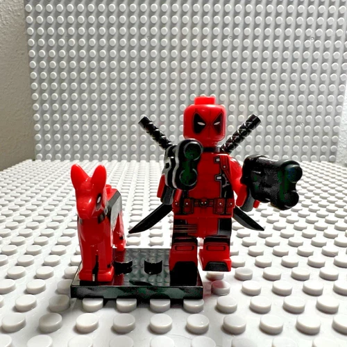 Custom Deadpool / Dogpool Minifigure - come with stand NOT LEGO