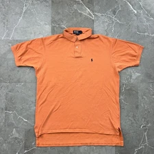 90s Vintage Polo Ralph Lauren Polo Shirt Mens Large Orange Pony Made USA Classic