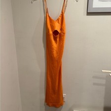 NWT House Of Harlow 1960 Orange Keyhole Front Slip Midi  Dress Large