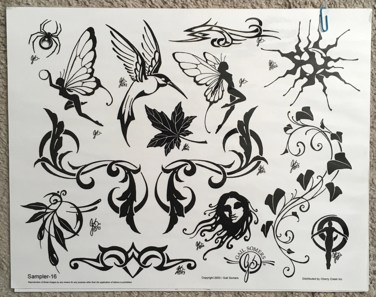 Tattoo Studio Shop Flash Single w/ Line Work Fairies Mocking Bird11" X 14" Print