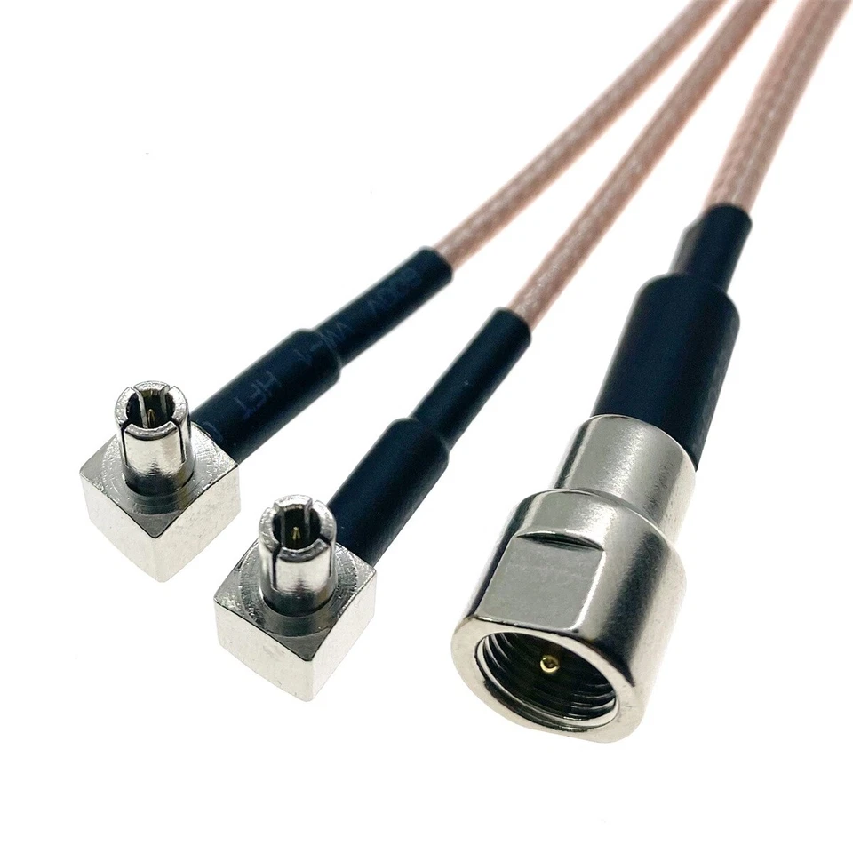 FME Male plug to Y type 2X TS9 Male Right Angle Combiner pigtail RG316 cable lot - Image 4 of 4