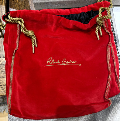 Robert Graham Red Cotton Velvet Accessories Bag Satin Lined New 9'' x 10''
