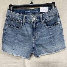 Old Navy Shorts Girls 14 Adjust Blue Denim High Rise Raw Hem