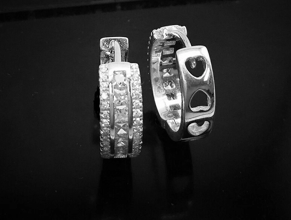 Pendientes de aro para mujer de 1 quilate enchapados en oro de 14 quilates de plata 925 Foto 3 de 4