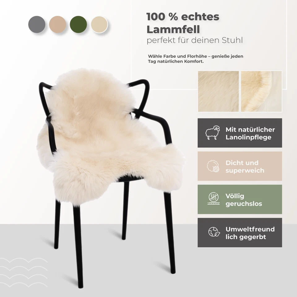 Schaffell Echt XXL, Echtes Lammfell, Ökologisch gegerbt, Hohe Qualität Naturfell - Bild 4 von 4