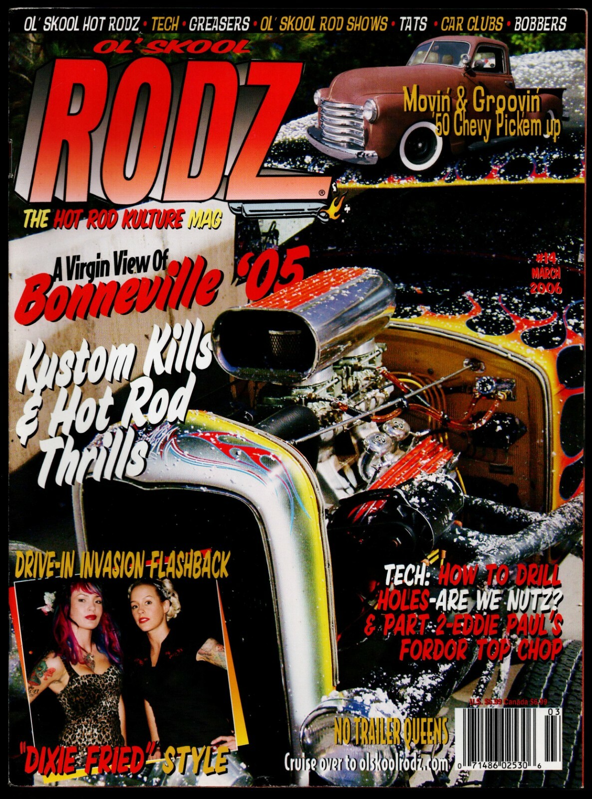MARCH 2006 OL' SKOOL RODZ MAGAZINE #14, RAT ROD, ROCKABILLY, '50 CHEVY ...