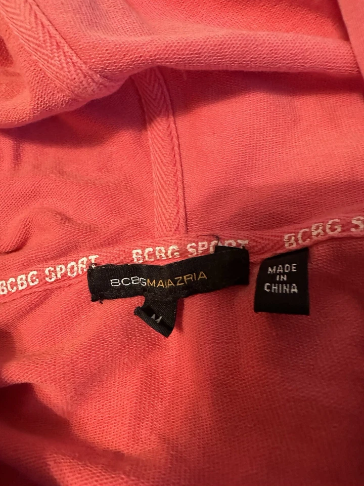 BCBG Maxazaria Medium Pink Hoodie With Rhinestone Embellishments - Image 4 of 4