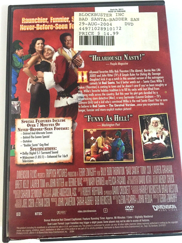 Bad Der Santa DVD Unrated Version Ships Free Same Day With Tracking - Picture 2 of 2