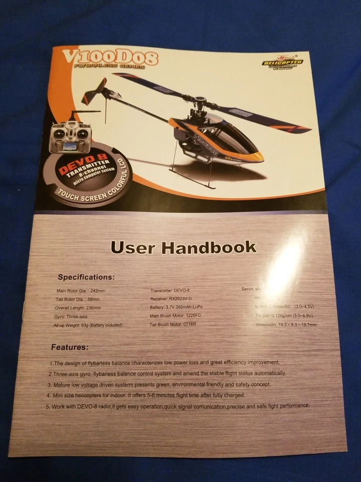 Walkera V100D08 User Handbook Manual rc Helicopter - Image 2 of 2