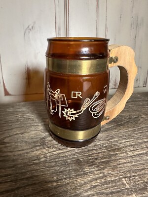 SIESTA WARE Vintage Brown Glass Wooden Handle Western Gun Boots
