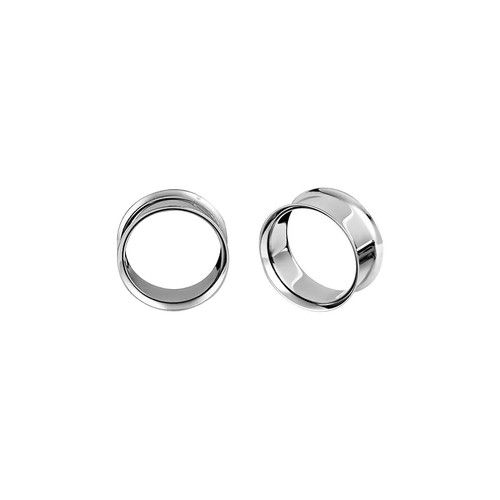 Paire de boucles d'oreilles en acier chirurgical PVD argent double évasement boucles d'oreilles jauges bouchons - Photo 95/108
