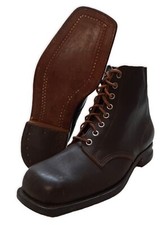 Vintage Army Boots Brown Leather WW2 Pattern 1947 Heel Plates Stitched Sole EU49