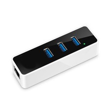 Image of 3 Port USB 3.0 to RJ45 Gigabit Ethernet LAN Adapter Hub 10/100/1000Mbps Blk/Wht