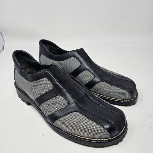 Donald J. Pliner Designer Shoes Loafer Silver Black Men's Size 10.5 Leather Trim