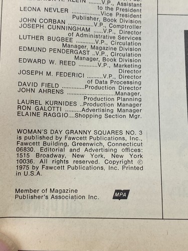 Vintage Crochet Patterns Woman's Day Granny Squares No. 3 Magazine 1975 Afghans - Imagen 9 de 16