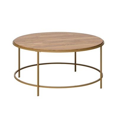 SAUDER Coffee Table 35.984'' Round Composite Top Metal-Frame in Sindoori Mango