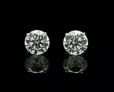 2 Ct Round Cut VVS1/D Lab Created Solitaire Stud Earrings 14K White Gold 7mm