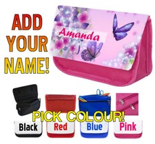 PERSONALISED Butterfly Girls Ladies Kids Pencil Case Bag - School Christmas Gift