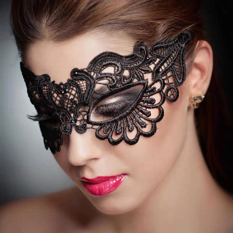 Lace Masquerade Eye Mask BLACK Gothic Fancy Dress Ladies Party Halloween Sexy❀AU - Image 4 of 4