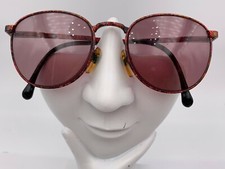 Vintage Geoffrey Beene Marble Red Metal Round Oval Sunglasses Frames