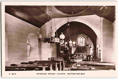 Sutton-On-Sea Kirche Lincolnshire Innenraum - WHS Echtfoto Postkarte W13