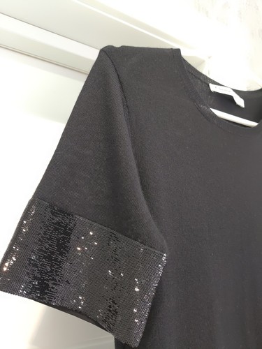 CHRISTIAN DIOR Cashmere Blouse Top Knee Length Dress Bodycon Pencil Black Sequin - Picture 9 of 15