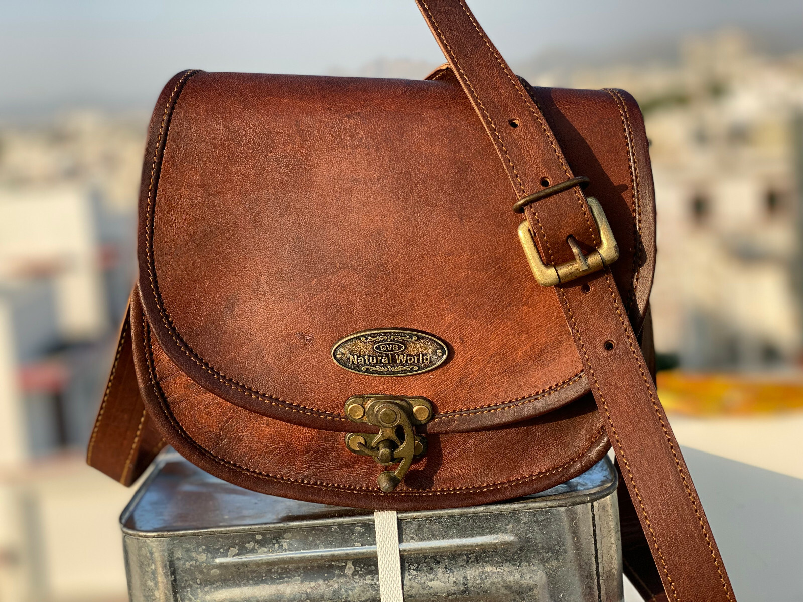 7" Womens Vintage Genuine Brown Leather Messenger Shoulder Cross Body Bag