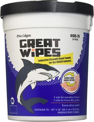Nu-Calgon 4185-75 Great Wipes Hand Wipes POWER (75 Count) REPLACEMENT MPN