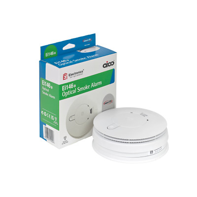 AICO OPTISCHER FEUER RAUCHMELDER NEU Ei146e Profi 9V Netz Batterie Backup