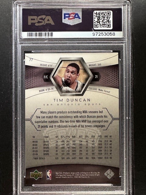 2004 SP Authentic Tim Duncan #77 - GEM MT 10 | eBay