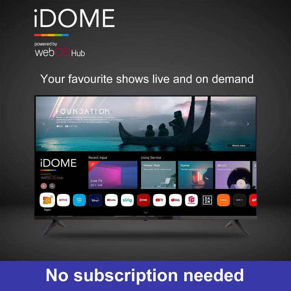 iDOME 32 Inch Smart WebOS TV WiFi Freeview HD Ready Frameless 2HDMI 2USB 220V UK - Image 4 of 4
