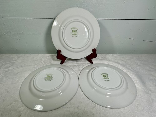 Set of 3 Pier 1 ELIZA 7 3/4" Salad Plates White Blue Flowers Italy - Picture 4 of 6