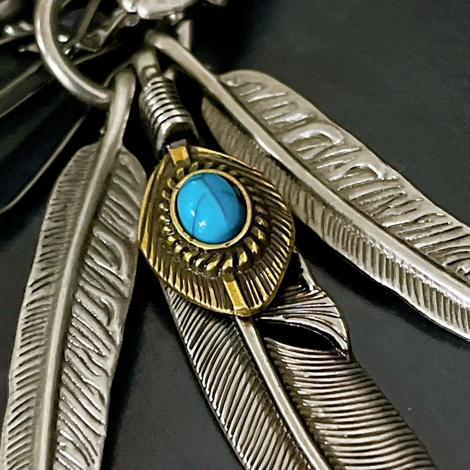Handmade Turquoise Skull & Feather Keychain - Stylish American Casual Gift Idea - Image 3 of 4