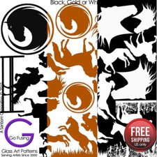 Horse Fusing Glass Decal Ceramic Waterslide Enamel-Black-White-Gold